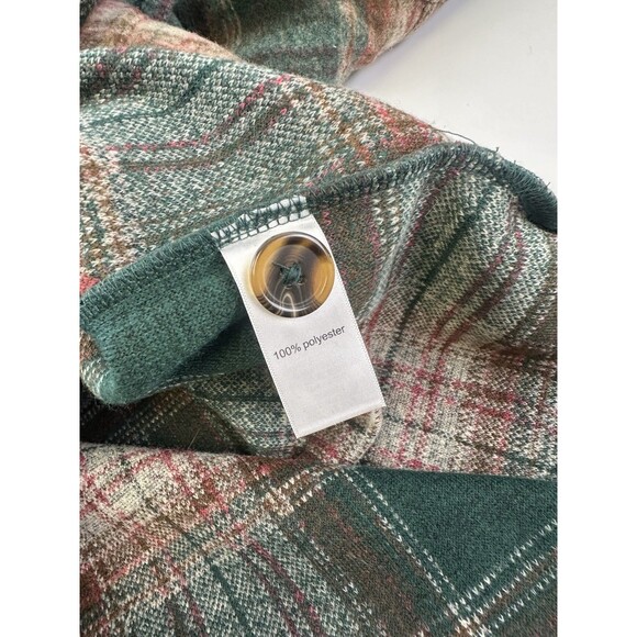 Maurices Green Plaid Longline Shacket Button Down Collared Rib Cuff Women Medium - Picture 11 of 13